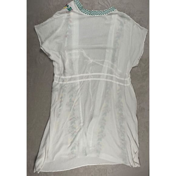 Curations Womens White Embroidered Dress Cover Up Short Sleeve Wrap Tie Size 2X - Picture 9 of 9
